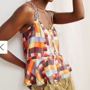 Pilcro Abstract Peplum Tank